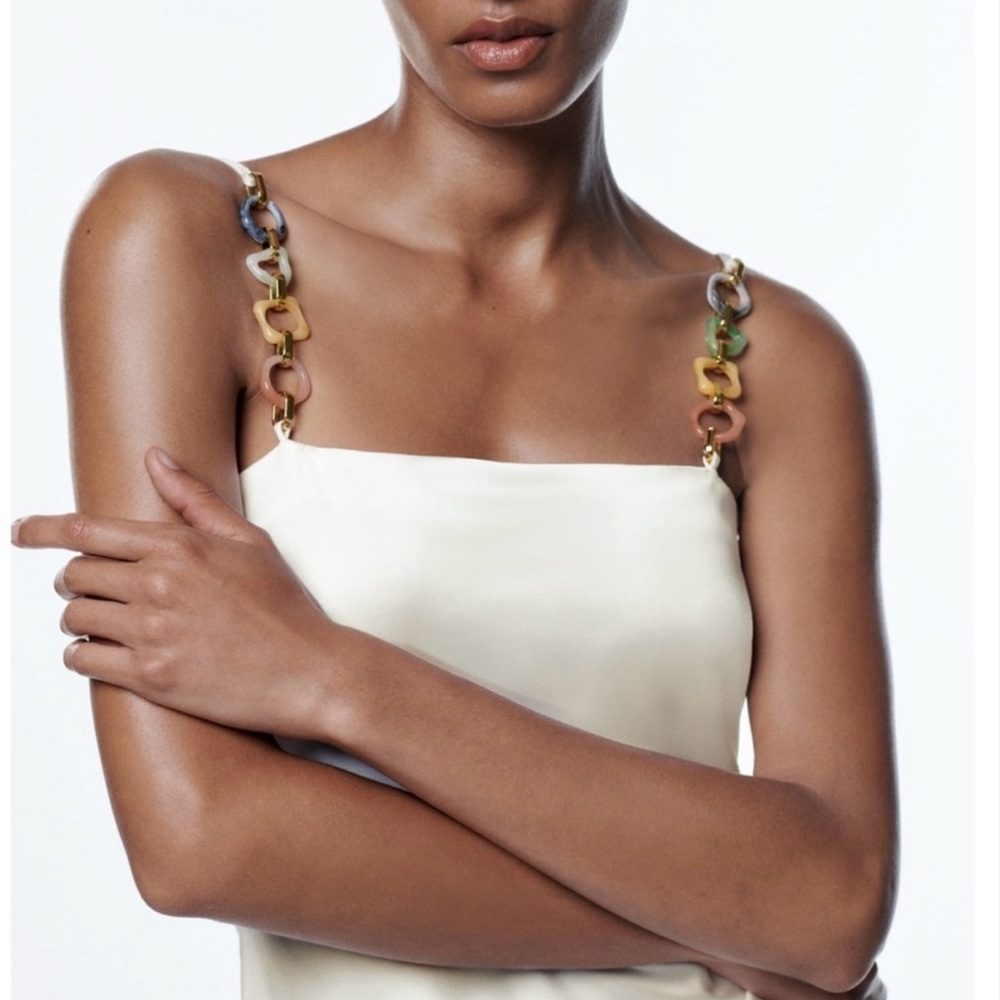 NWT Blogger’s favorite CHAIN STRAP SATIN EFFECT SLIP DRESS